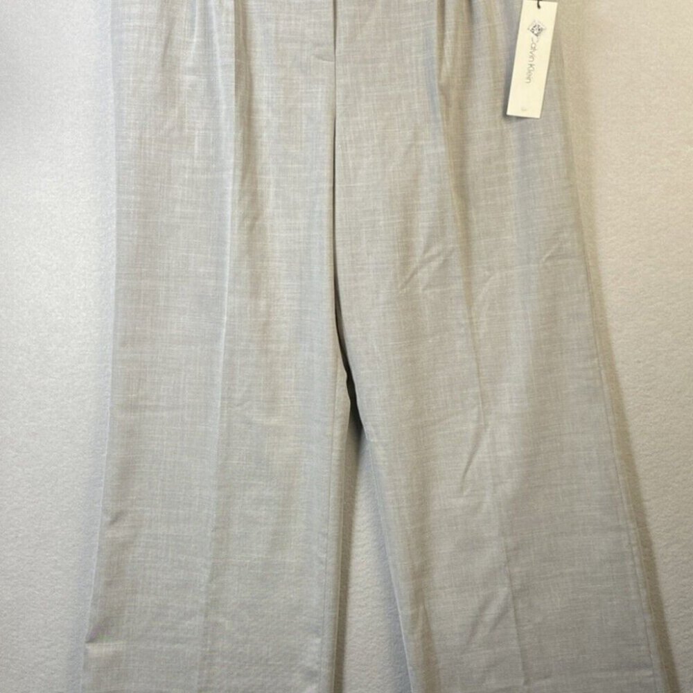 Calvin Klein Pants Womens 14 Gray Pleated Knit Wide Leg Trousers S31pe011 NWT‎